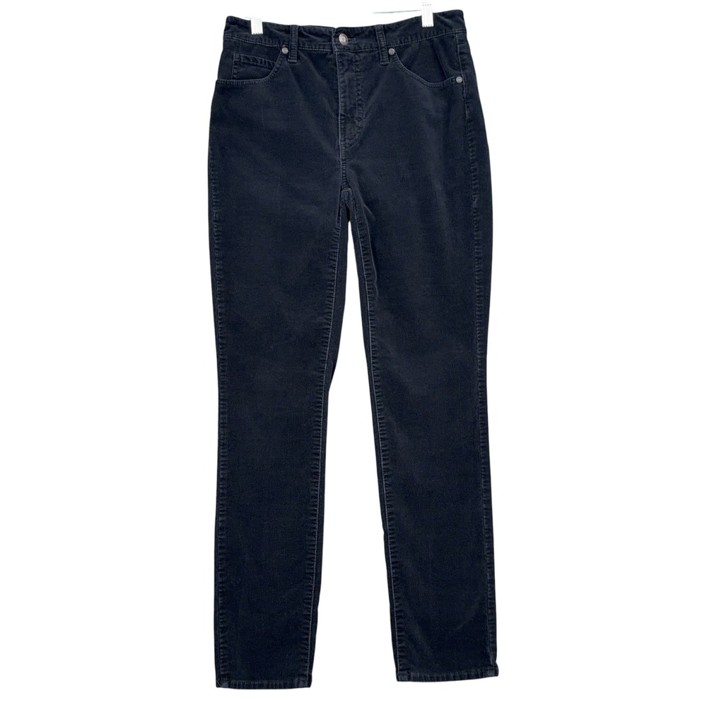 Talbots High-Waist Straight-Leg Women 2‎ Cotton Spandex Black Corduroy Pants